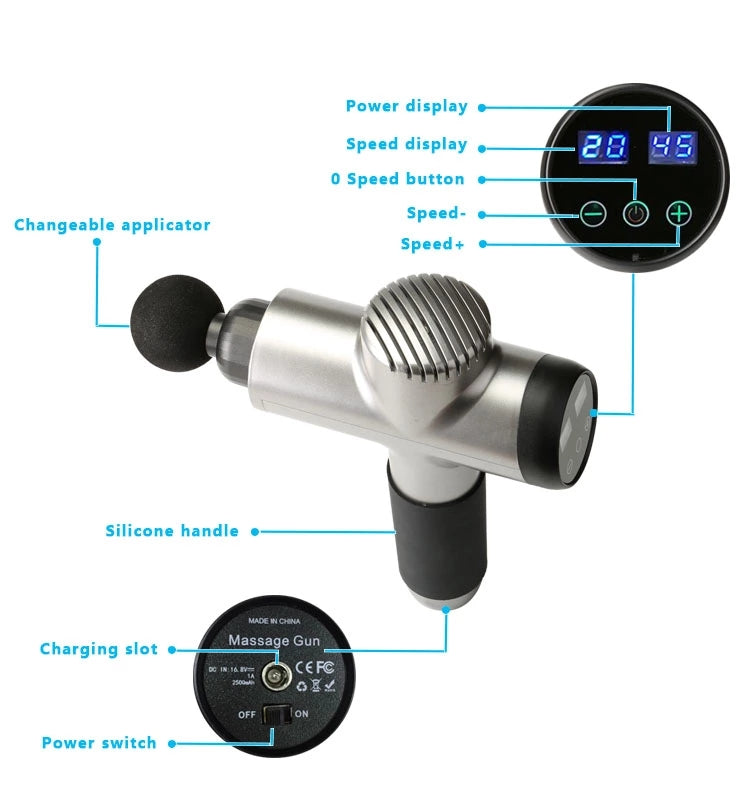 Massage Gun - Deep Tissue - Muscle Vibration Therapy - 6 Heads LCD