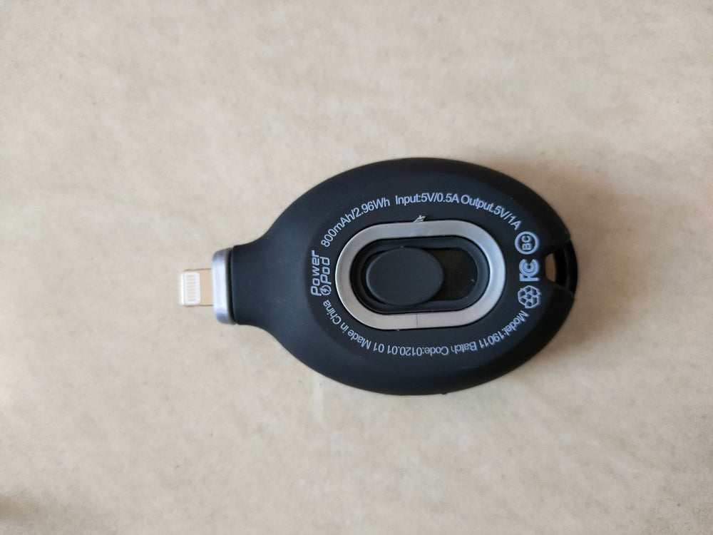Power Pod Rechargeable Phone Keyring Power Bank - USB-C Apple Micro USB